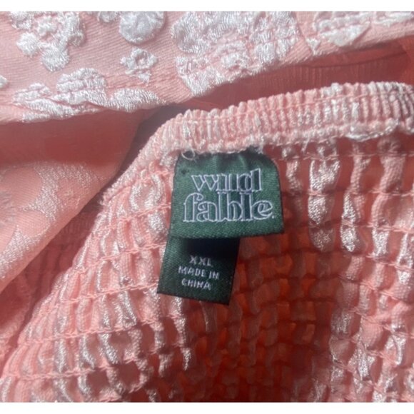 Pink Floral Lace Corset Top With Hook Closures & Smocked Back Festival Coquette - Picture 7 of 8